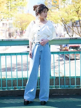 「フリルトップス」｜BARAKさん（レディース・160cm）の春コーディネート