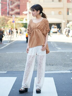 「シャーリング」｜BARAKさん（レディース・160cm）の春コーディネート