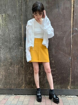 「ギャザー」｜「アイテム（ブルゾン）」を使った、BARAKさん（レディース・160cm）の春コーディネート