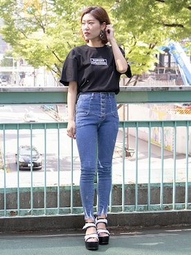 「BARAK（バラク）のアイテム（サンダル）」を使った、BARAKさん（レディース・160cm）の春コーディネート