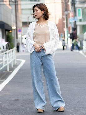 「サマーニット」｜「アイテム（ブルゾン）」を使った、BARAKさん（レディース・160cm）の春コーディネート