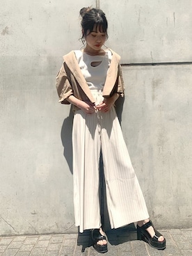 「サマージャケット」｜「アイテム（その他アウター）」を使った、BARAKさん（レディース・160cm）の夏コーディネート