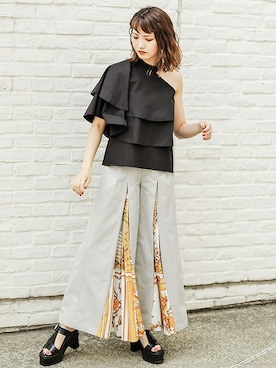 「フリルトップス」｜BARAKさん（レディース・167cm）の夏コーディネート