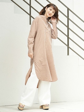 「スキッパーシャツ」｜BARAKさん（レディース・167cm）の夏コーディネート