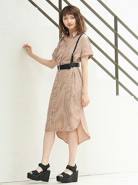 「アイテム（シャツワンピース）」を使った、BARAKさん（レディース・167cm）の夏コーディネート
