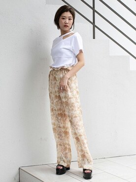 「BARAK（バラク）のシアータイダイ柄パンツ（その他パンツ）」を使った、BARAKさん（レディース・160cm）の夏コーディネート