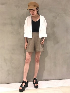 「サマージャケット」｜「アイテム（その他アウター）」を使った、BARAKさん（レディース・160cm）の夏コーディネート