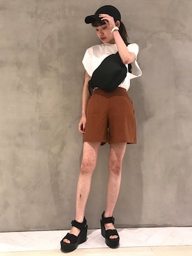 「BARAK（バラク）のアイテム（キャップ）」を使った、BARAKさん（レディース・160cm）の夏コーディネート