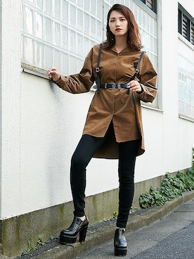 「ビッグシャツ」｜「アイテム（パンプス）」を使った、BARAKさん（レディース・167cm）の秋コーディネート