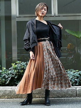 「BARAK（バラク）のアイテム（ブルゾン）」を使った、BARAKさん（レディース・161cm）の秋コーディネート