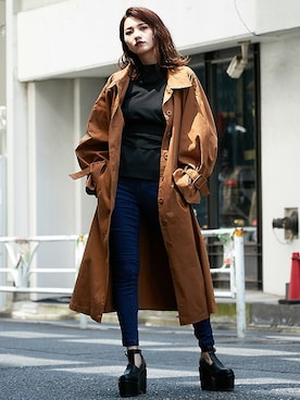 「BARAK（バラク）のアイテム（トレンチコート）」を使った、BARAKさん（レディース・167cm）の秋コーディネート
