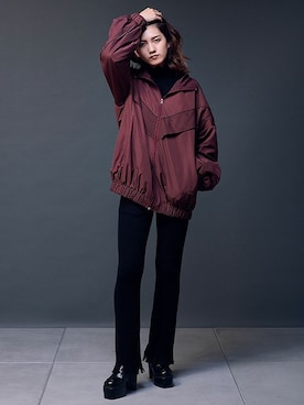 「リブニットパンツ」｜「アイテム（パンツ）」を使った、BARAKさん（レディース・167cm）の秋コーディネート