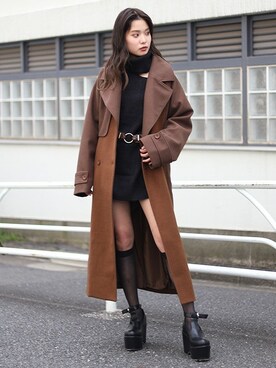 「BARAK（バラク）のアイテム（トレンチコート）」を使った、BARAKさん（レディース・160cm）の秋コーディネート
