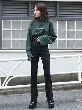 「ハイウエストデニム」｜BARAKさん（レディース・160cm）の秋コーディネート