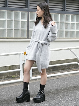 「Vネック」｜BARAKさん（レディース・152cm）の冬コーディネート