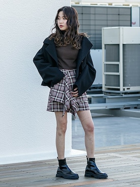 「フリンジ」｜「アイテム（チェスターコート）」を使った、BARAKさん（レディース・160cm）の秋コーディネート