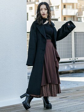 「デザイントップス」｜「アイテム（トレンチコート）」を使った、BARAKさん（レディース・152cm）の秋コーディネート