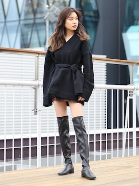 「ベルト付き」｜BARAKさん（レディース・160cm）の冬コーディネート