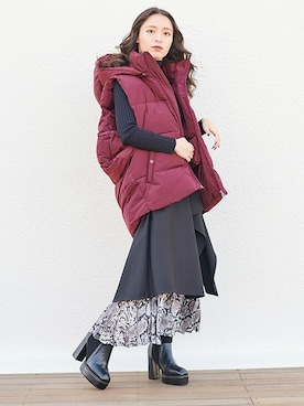 「パイソン柄」｜BARAKさん（レディース・152cm）の冬コーディネート