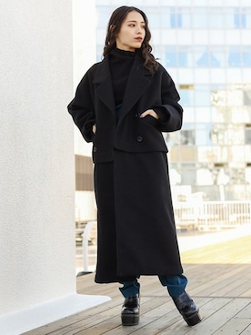 「オーバーコート」｜「アイテム（チェスターコート）」を使った、BARAKさん（レディース・152cm）の冬コーディネート