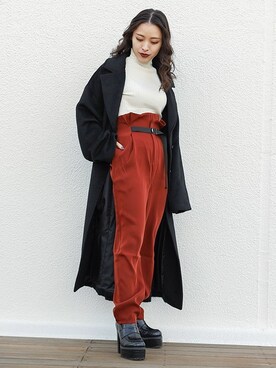 「BARAK（バラク）のアイテム（トレンチコート）」を使った、BARAKさん（レディース・152cm）の冬コーディネート