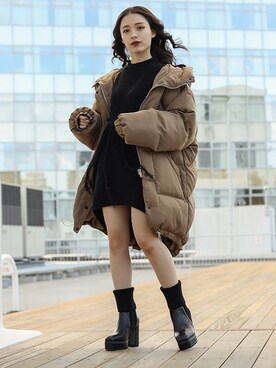 「BARAK（バラク）のアイテム（ダウンジャケット/コート）」を使った、BARAKさん（レディース・152cm）の冬コーディネート