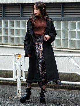 「ドッキングワンピ」｜「アイテム（その他アウター）」を使った、BARAKさん（レディース・160cm）の冬コーディネート