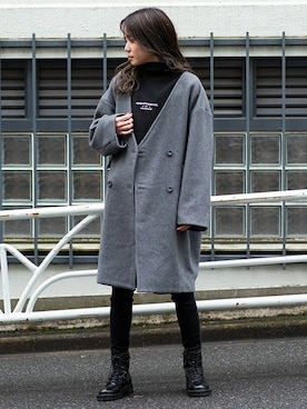 「オーバーコート」｜BARAKさん（レディース・160cm）の冬コーディネート