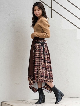 「ラップスカート」｜BARAKさん（レディース・160cm）の冬コーディネート