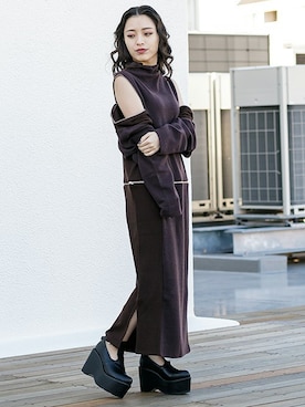 「アイテム（ブーティ）」を使った、BARAKさん（レディース・152cm）の冬コーディネート