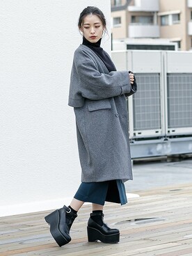 「コクーンコート」｜「アイテム（チェスターコート）」を使った、BARAKさん（レディース・152cm）の冬コーディネート