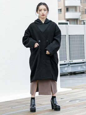 「コクーンコート」｜「アイテム（チェスターコート）」を使った、BARAKさん（レディース・152cm）の冬コーディネート