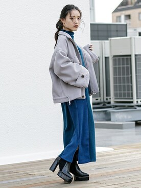 「メルトン」｜「アイテム（その他アウター）」を使った、BARAKさん（レディース・152cm）の冬コーディネート