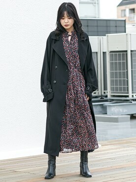 「BARAK（バラク）のアイテム（トレンチコート）」を使った、BARAKさん（レディース・160cm）の冬コーディネート