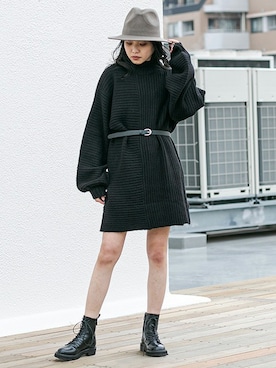 「BARAK（バラク）のアイテム（帽子）」を使った、BARAKさん（レディース・160cm）の冬コーディネート