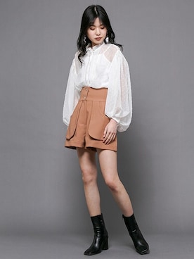 「BARAK（バラク）のアイテム（パンツ）」を使った、BARAKさん（レディース・160cm）の冬コーディネート