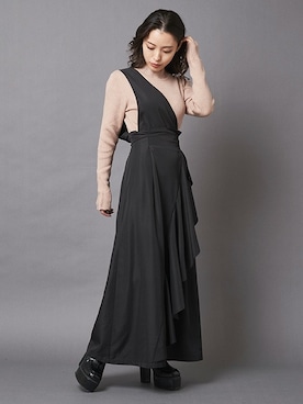 「サロペットスカート」｜BARAKさん（レディース・152cm）の冬コーディネート