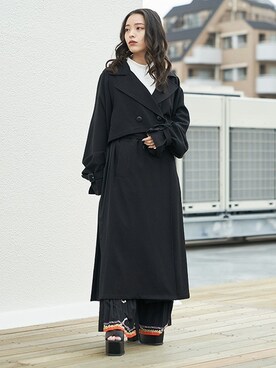 「BARAK（バラク）のアイテム（トレンチコート）」を使った、BARAKさん（レディース・152cm）の冬コーディネート