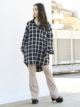 「フランネルシャツ」｜BARAKさん（レディース・152cm）の春コーディネート