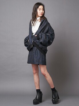 「デザイントップス」｜「アイテム（ブルゾン）」を使った、BARAKさん（レディース・160cm）の春コーディネート