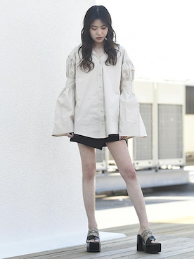 「フレアスリーブ」｜BARAKさん（レディース・160cm）の春コーディネート