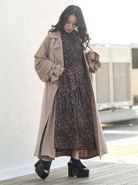 「BARAK（バラク）のアイテム（トレンチコート）」を使った、BARAKさん（レディース・152cm）の春コーディネート