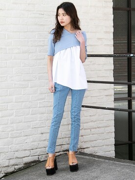 「ハイウエストデニム」｜BARAKさん（レディース・160cm）の春コーディネート