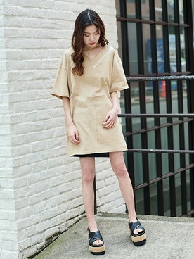 「Tシャツワンピ」｜BARAKさん（レディース・160cm）の春コーディネート