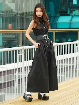 「BARAK（バラク）のアイテム（サロペット/オーバーオール）」を使った、BARAKさん（レディース・160cm）の夏コーディネート
