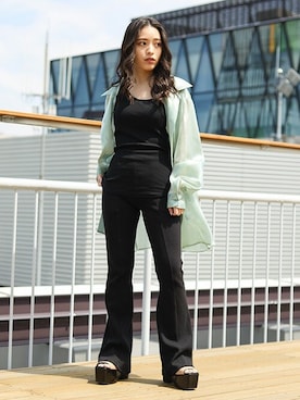 「アイテム（キャミソール、ブラック系）」を使った、BARAKさん（レディース・152cm）の夏コーディネート