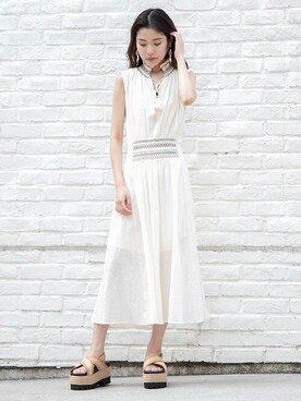 「BARAK（バラク）のアイテム（サンダル）」を使った、BARAKさん（レディース・160cm）の夏コーディネート
