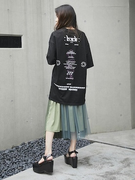 「アイテム（スカート、グリーン系）」を使った、BARAKさん（レディース・160cm）の夏コーディネート