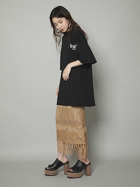 「かぎ編みニット」｜BARAKさん（レディース・160cm）の夏コーディネート