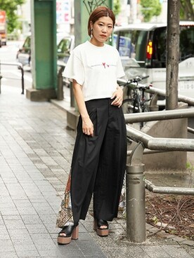 「バックプリント」｜BARAKさん（レディース・162cm）の夏コーディネート